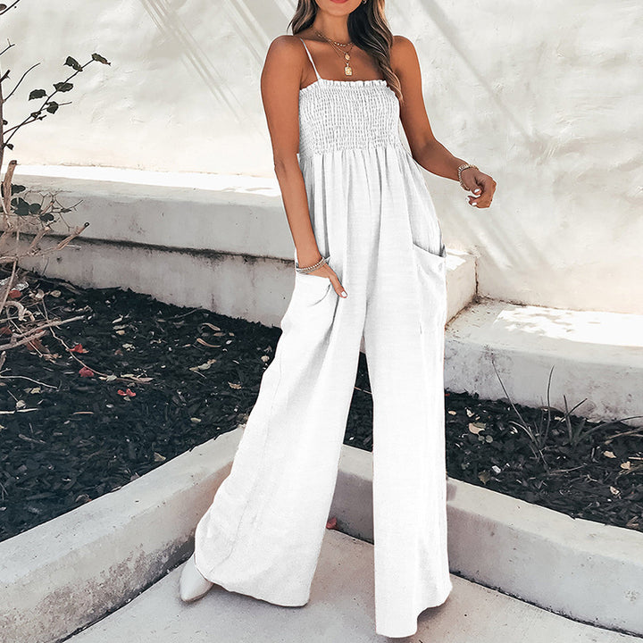 Damen Jumpsuit mit weitem Bein und elastischem Oberteil Drune