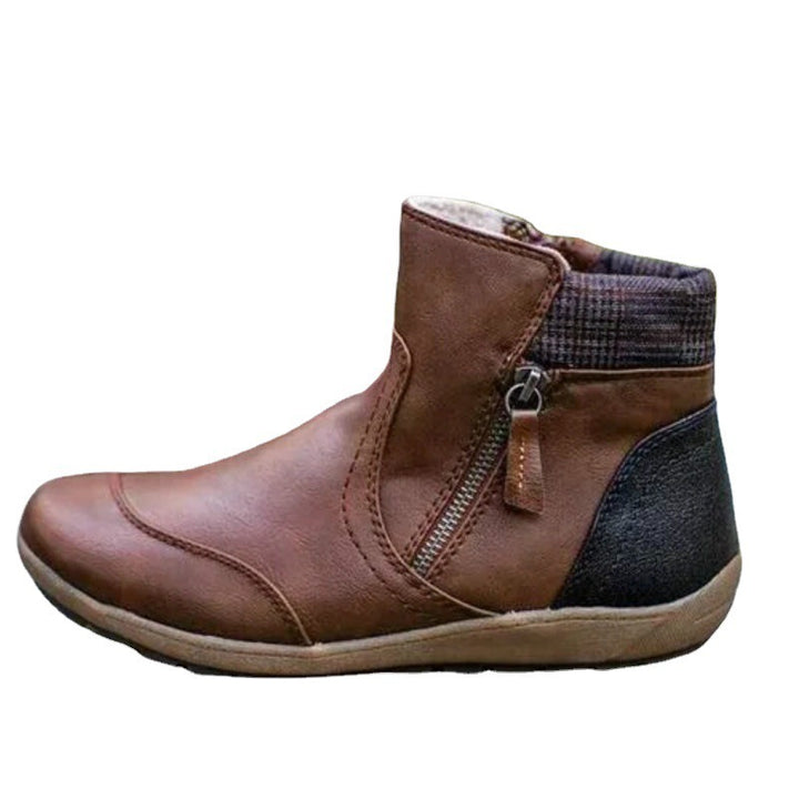 Damen nan lederoptik gefütterte Stiefelette mit seitlichem Reißverschluss und rutschfester Laufsohle Drune