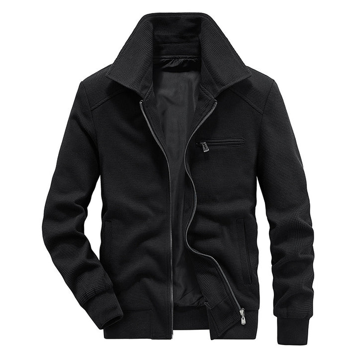 Herren Waffelstrick-Blouson mit Stehkragen, Reißverschluss und Brusttasche Drune