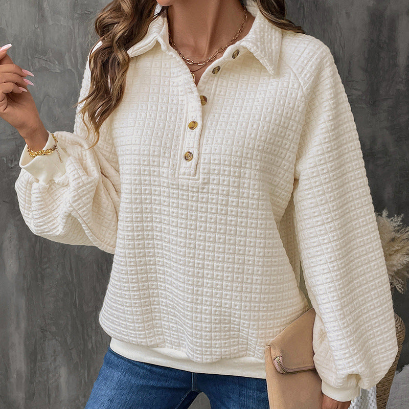 Damen kuscheliges Oversized Sweatshirt mit Knopfdetails Drune