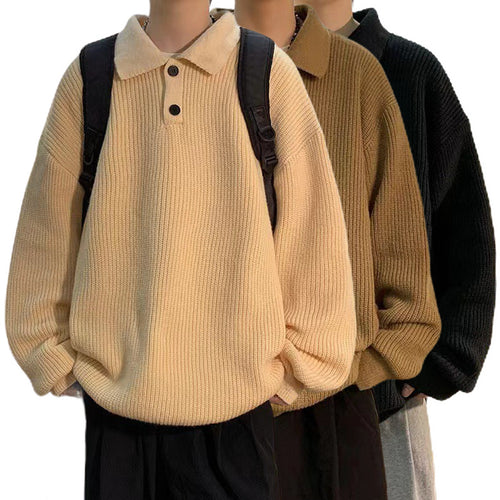 Damen Bequemer Grobstrickpullover mit Kragen Drune