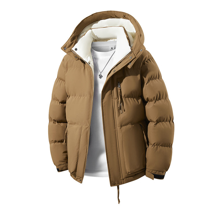 Herren Wärmende Daunenoptik‑Steppjacke mit Kapuze, Thermofutter & Kordelzug Drune
