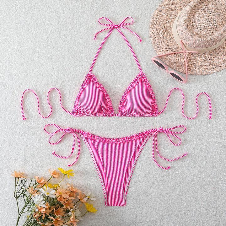 Damen Triangel-Bikini mit Raffungen und verstellbaren Bindebändern Drune
