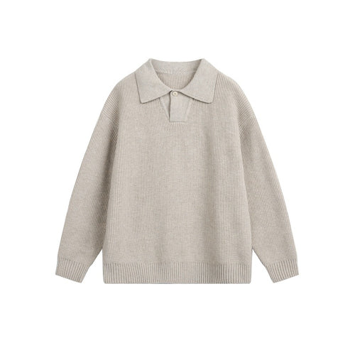 Damen Grobstrick-Polo mit Kentkragen und Oversize-Silhouette Drune