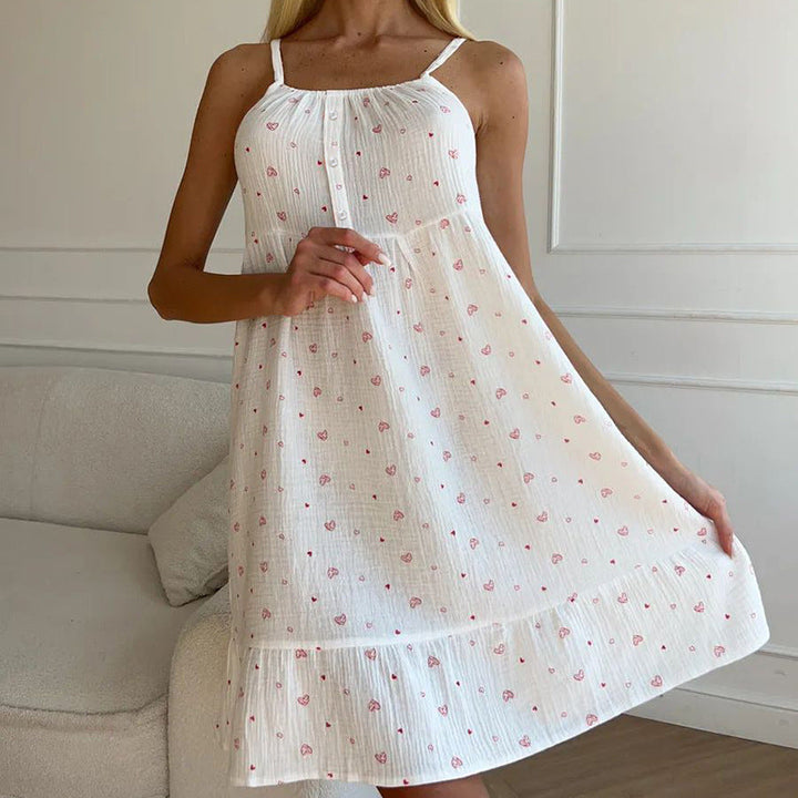 Damen Luftiges Sommerkleid mit Rüschensaum und Floralem Muster Drune