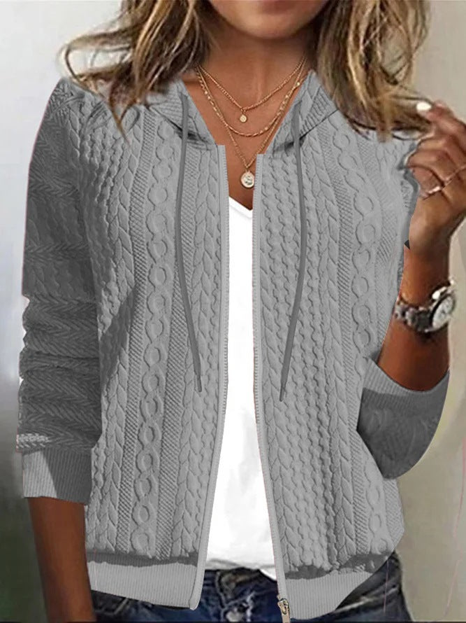 Damen Strickjacke mit Kapuze und strukturiertem Muster Drune