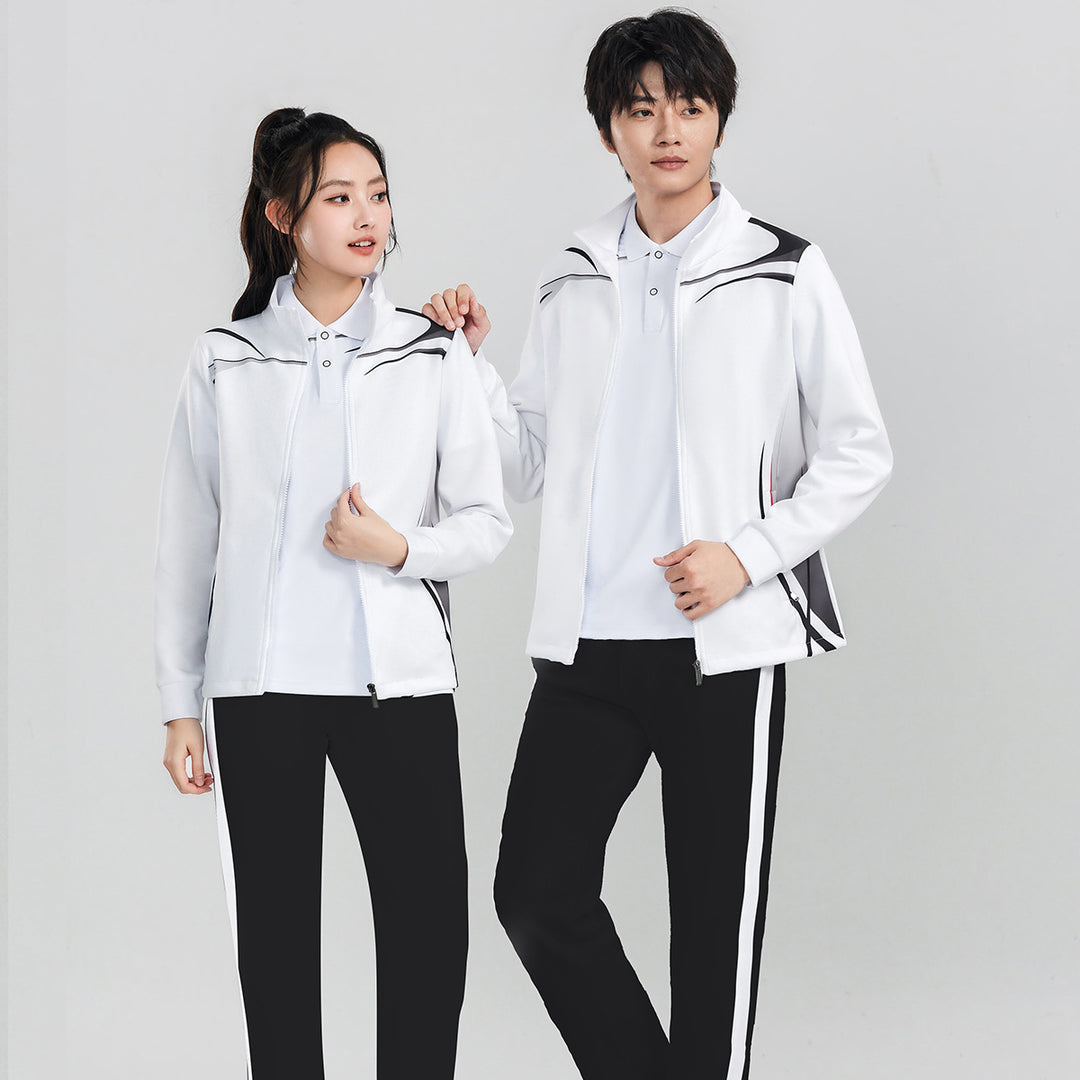 Unisex Athletisches Trainingsset mit Reißverschlussjacke und Streifen-Jogginghose Drune