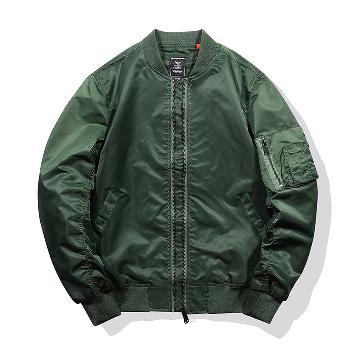 Herren Leichter Nylon‑Bomber mit kontrastierendem Futter und Ärmeltasche Drune