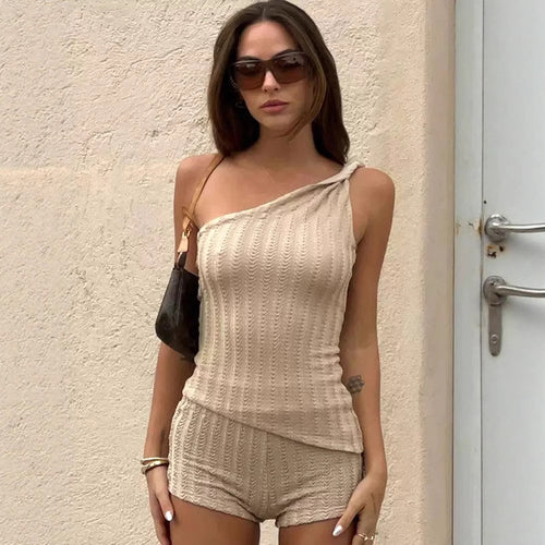 Damen Stylishes One-Shoulder Jumpsuit mit feiner Rippstruktur Drune