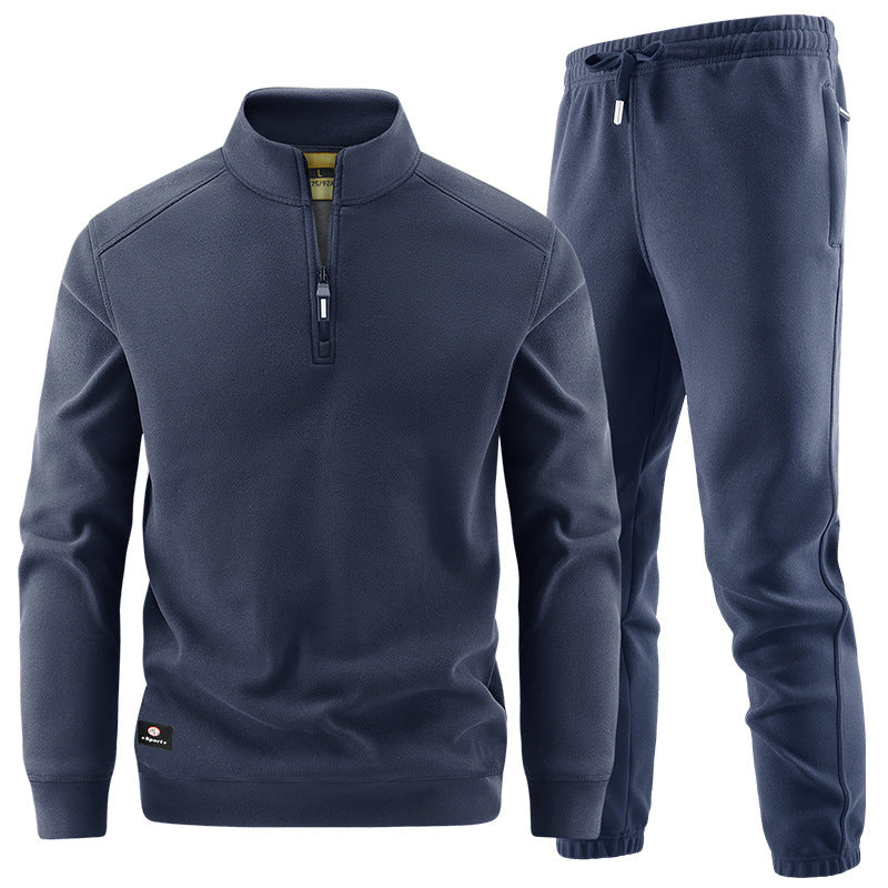 Herren Fleece-Trainingsset mit Stehkragen und Elastikbund Drune