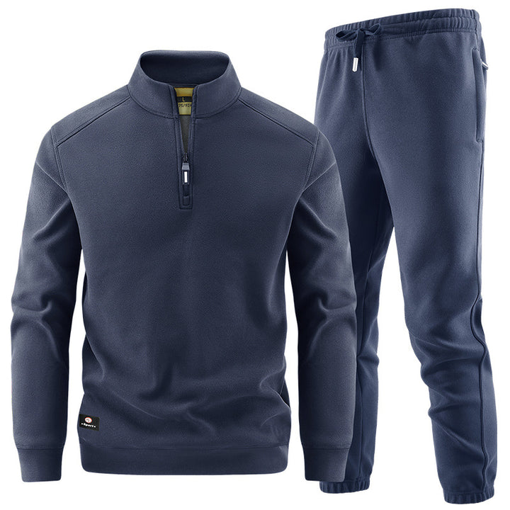 Herren Fleece-Trainingsset mit Stehkragen und Elastikbund Drune