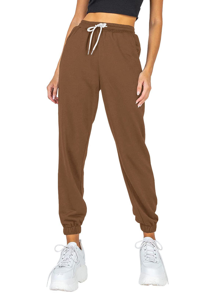 Damen bequeme Sweatpants mit elastischem Bund und Taschen Drune