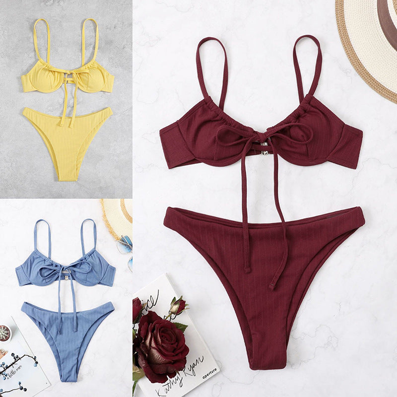 Damen Bikini-Set mit verstellbaren Trägern und raffinierten Rüschendetails Drune