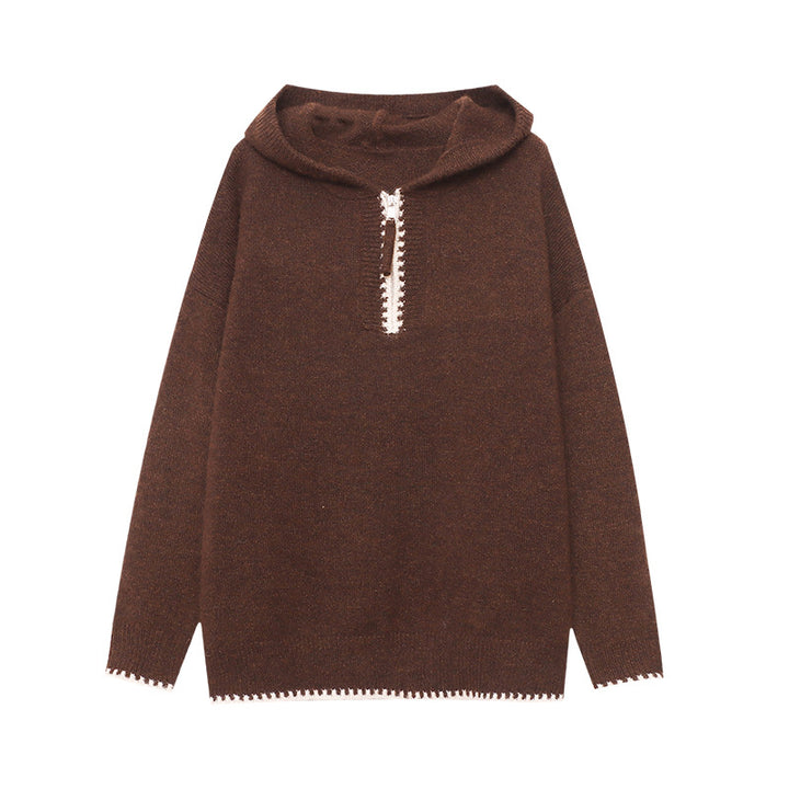 Damen kuscheliger Hoodie mit Halbreißverschluss und bequemer Passform Drune