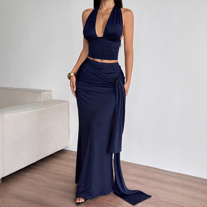 Damen Maxi-Kleid im eleganten Wickelstil Drune