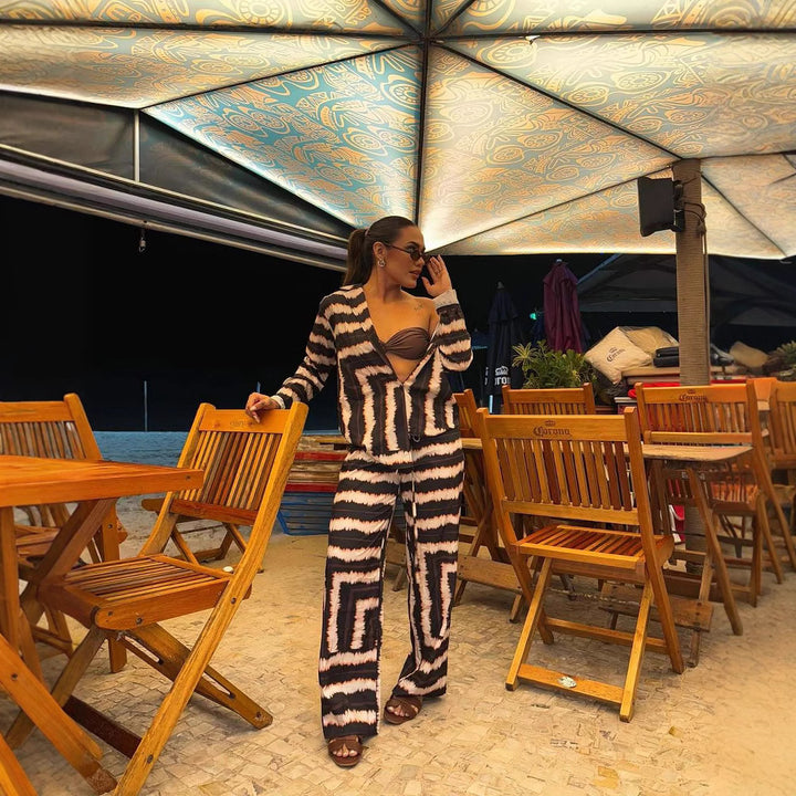 Damen Lässiger Lounge-Anzug mit stylischem Muster Drune
