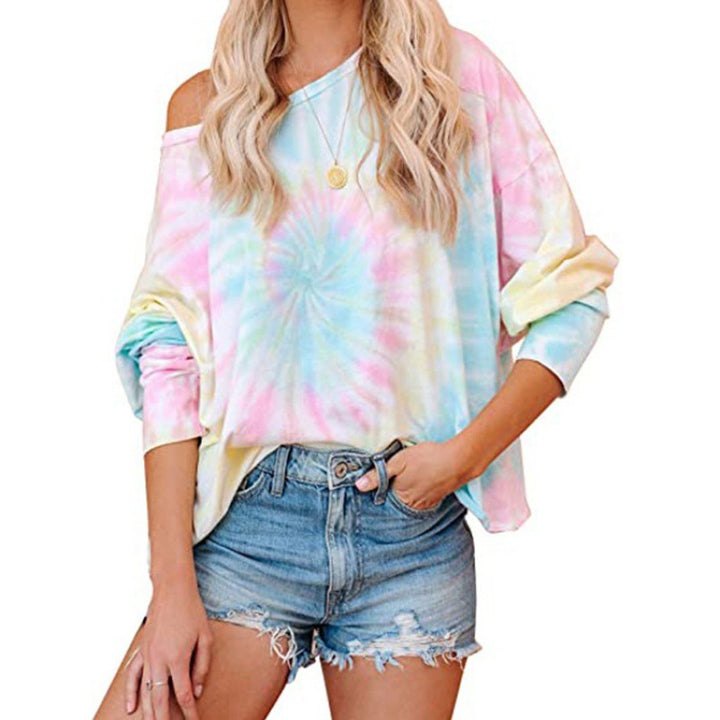 Damen Lockere Batikbluse mit weitem Schnitt und asymmetrischem Saum Drune