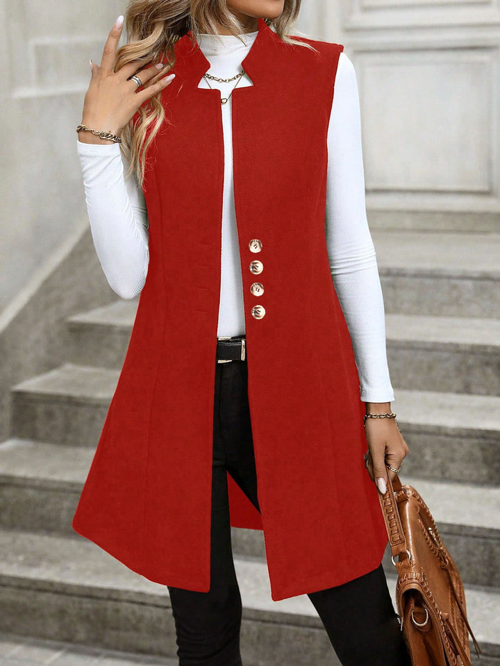 Damen elegante Weste mit Knopfdetails Drune