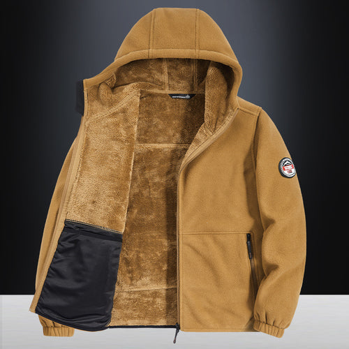 Herren Gemütliche Fleecejacke mit Kapuze Drune