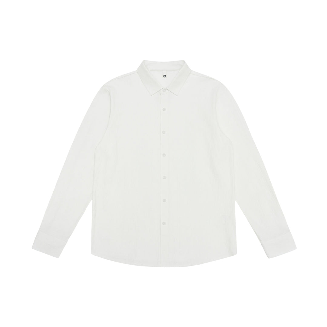 Herren Feines Baumwoll-Twill Hemdjacken‑Style mit Kentkragen und abgerundetem Saum Drune