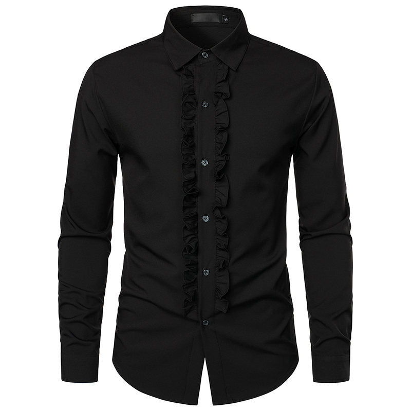 Herren elegantes Rüschenhemd mit modernem Schnitt Drune
