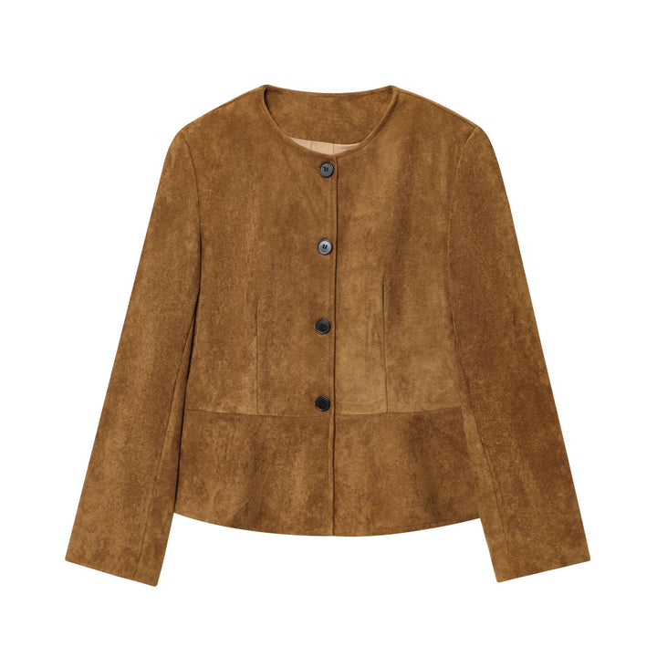 Damen Kurzjacke aus weichem Wildleder mit Knopfverschluss Drune