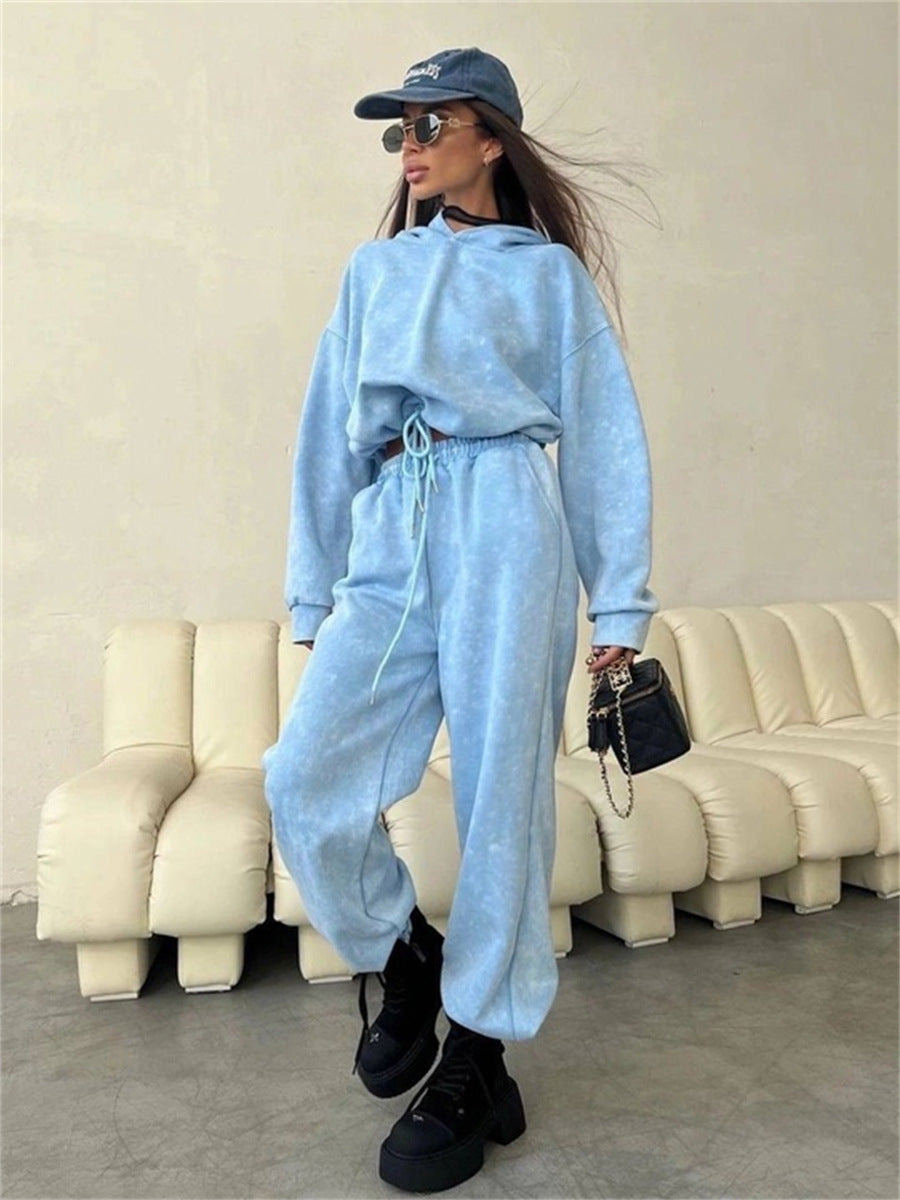 Damen modisches und lässiges Hoodie-Set mit lockerer Passform Drune