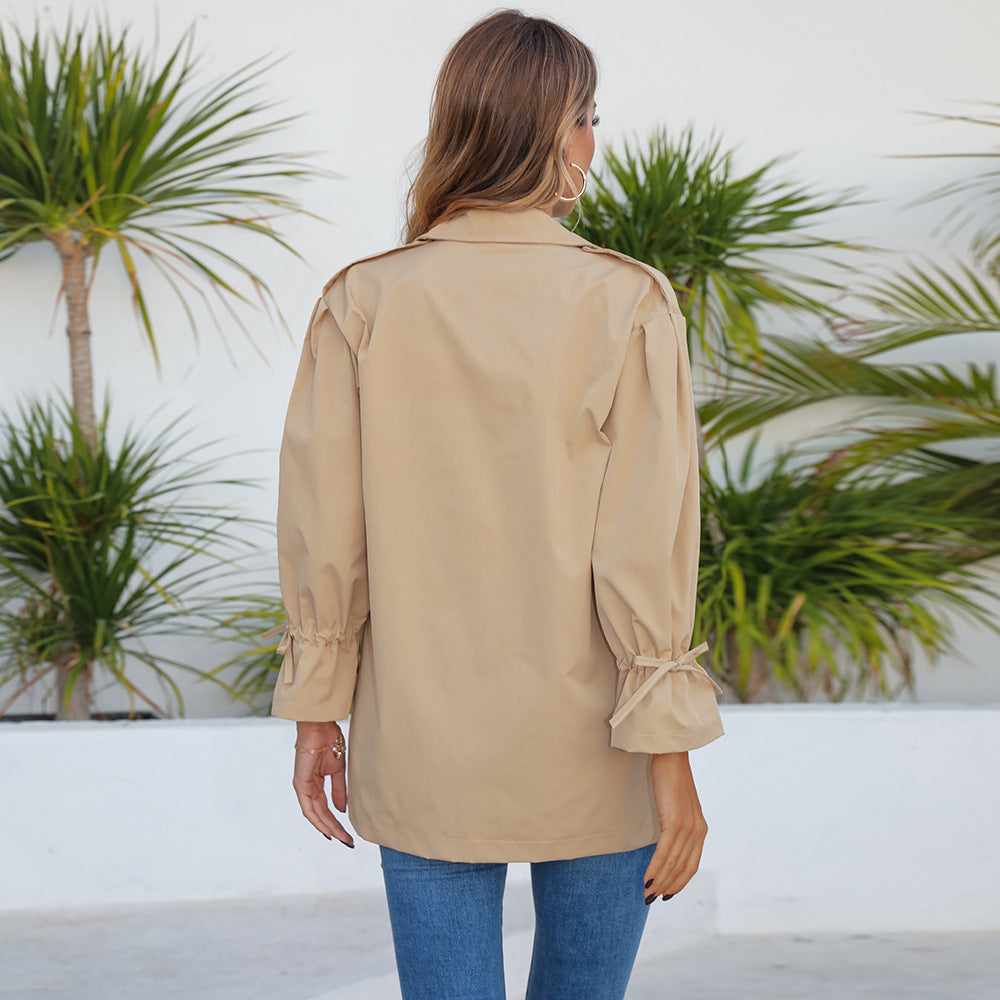 Damen Lässige und modische Utility-Jacke mit dekorativen Knöpfen Drune