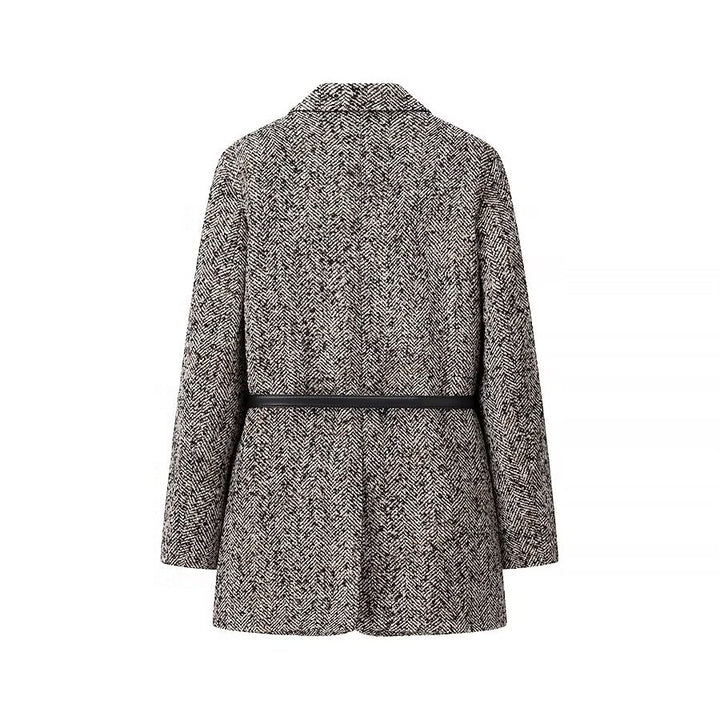 Damen Taillierter Bouclé‑Tweed‑Mantelblazer mit schmalem Taillengürtel Drune