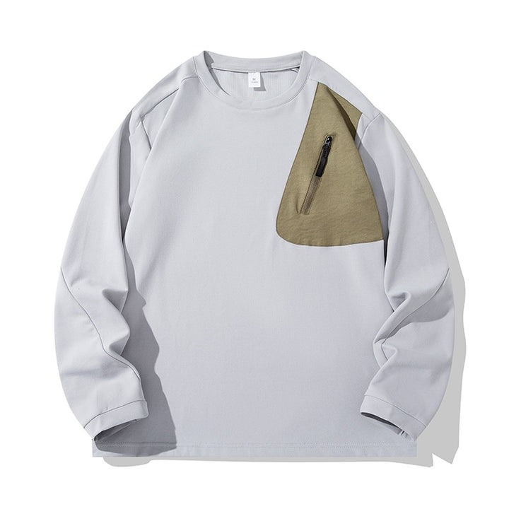 Unisex Oversize Langarm‑Sweatshirt mit Brustreißverschlusstasche und Rundhalsausschnitt Drune