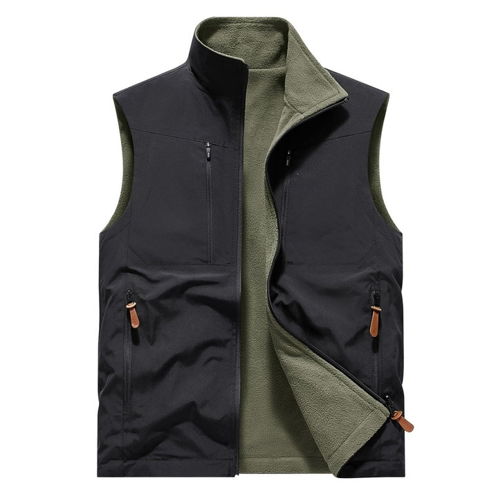 Herren Winddichte Softshell‑Weste mit Fleece‑Futter & Multifunktionstaschen Drune