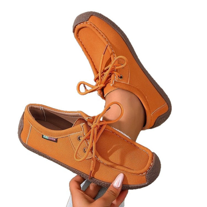 Damen Canvas-Mokassin-Slipper mit Schnürung und gepolsterter Komfortsohle Drune