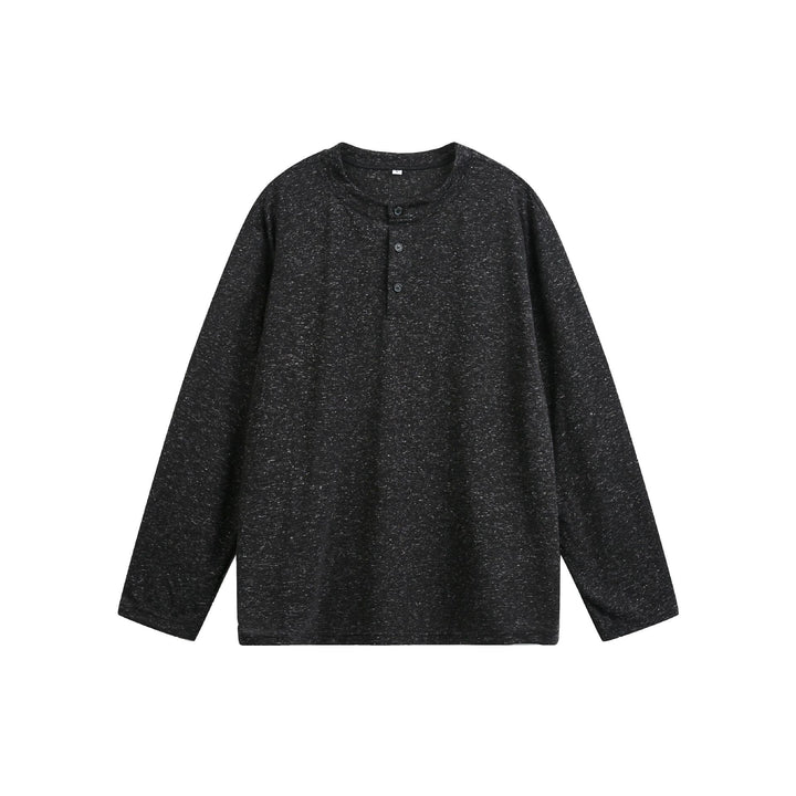 Unisex Meliertes Baumwoll-Henleyshirt im Oversize-Look mit kurzer Knopfleiste Drune