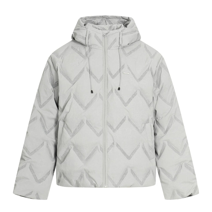 Damen Kurz geschnittene wattierte Kapuzenjacke mit reflektierender Chevron-Steppung Drune