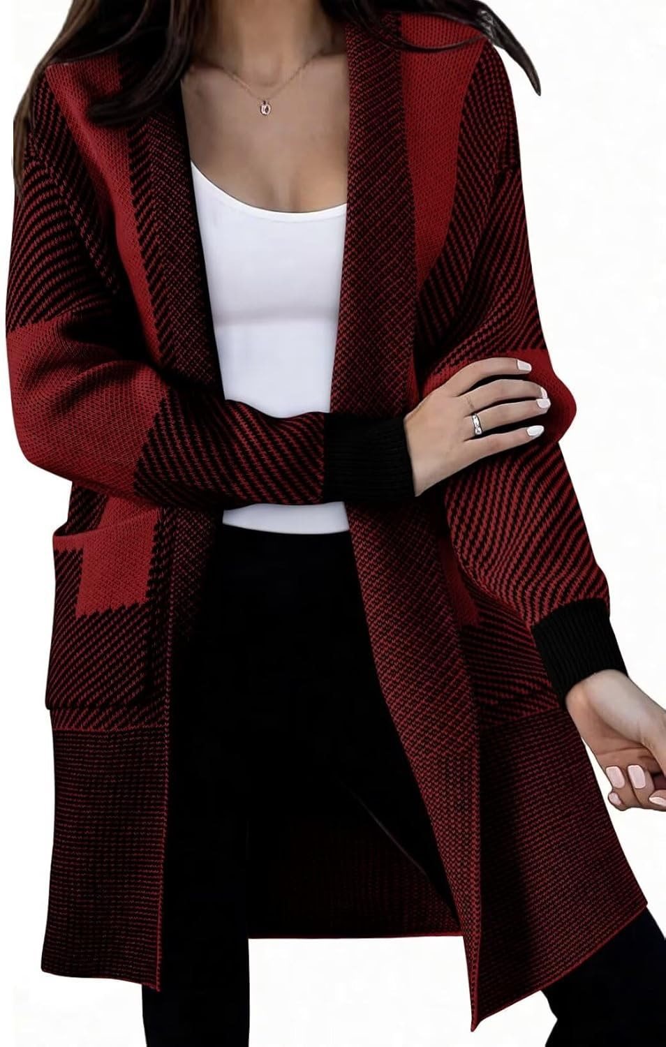 Damen Strickjacke mit modischem Muster und praktischen Taschen Drune