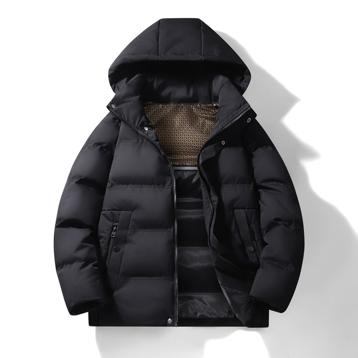 Herren Wattierte Kapuzen‑Thermo‑Steppjacke mit winddichter Hülle & versteckter Druckknopfblende Drune