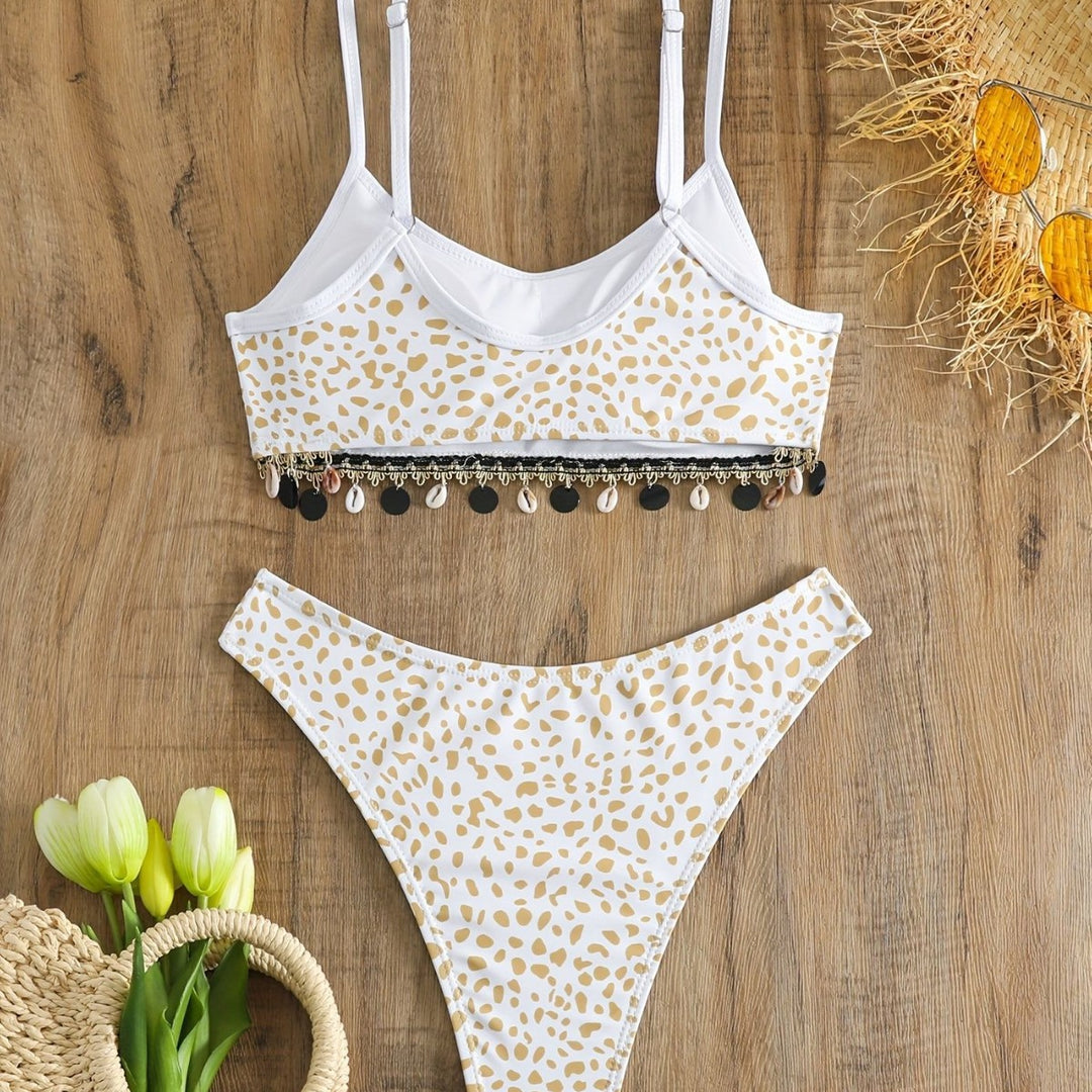 Damen Bikini-Set mit modischem Animal-Print und eleganten Verzierungen Drune