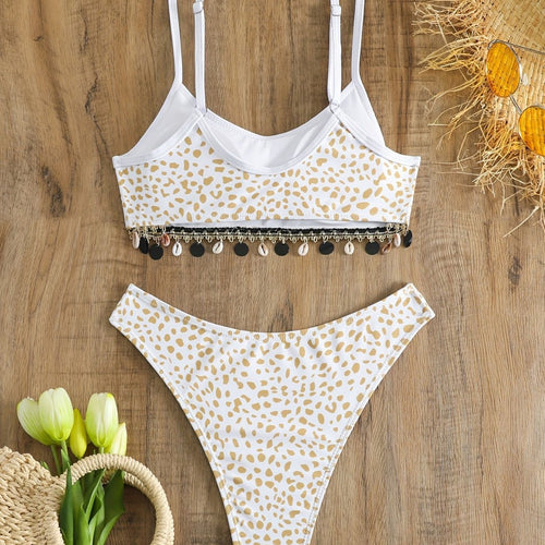 Damen Bikini-Set mit modischem Animal-Print und eleganten Verzierungen Drune