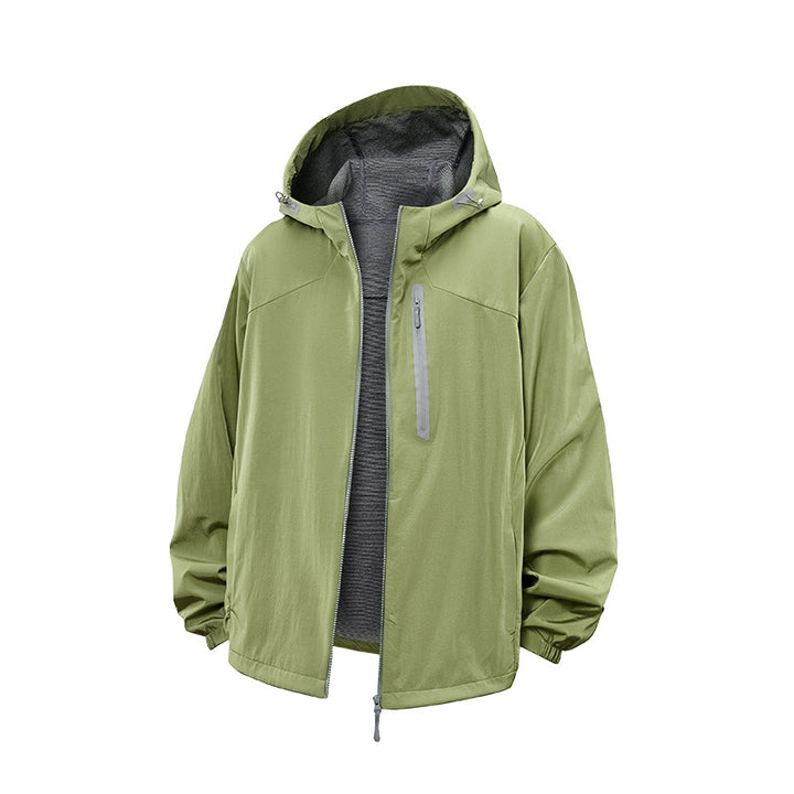 Herren Leichte Atmungsaktive Kapuzen-Outdoorjacke mit Minimalistischem Tech-Lining Drune