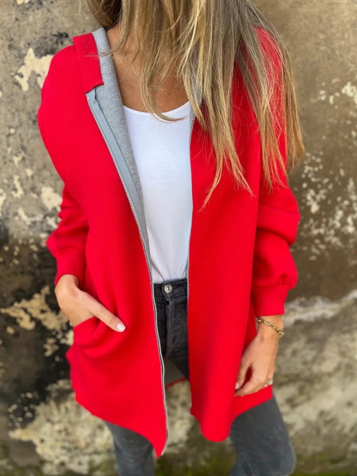 Drune | Kapuzenjacke Baumwollmischung Lässig Schnitt Reißverschluss Lässiger Stil