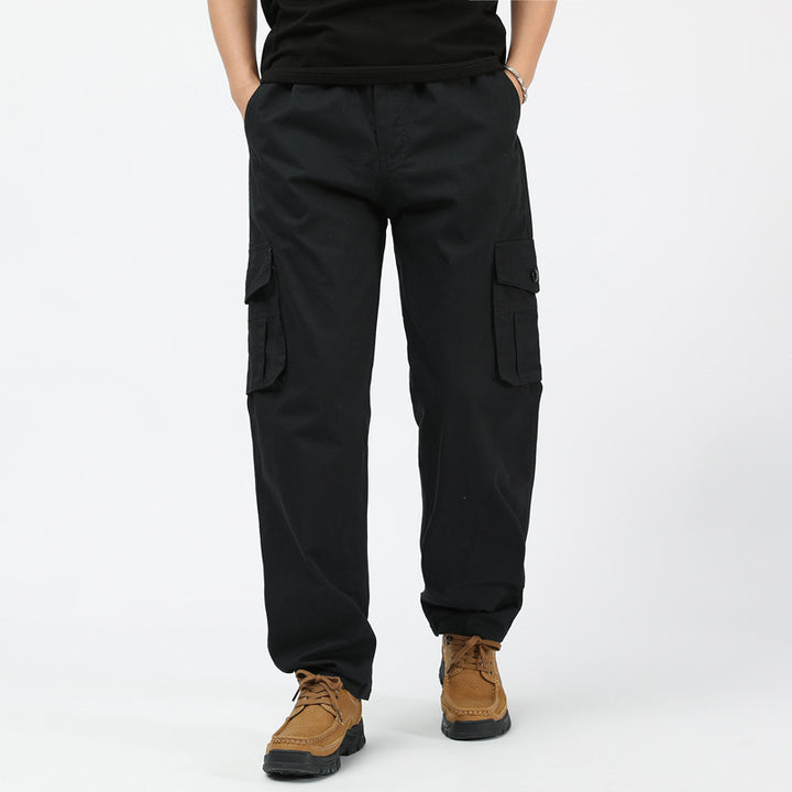 Herren Lockere Cargo-Freizeithose mit tiefem Schritt, elastischem Bund & Multitaschen Drune