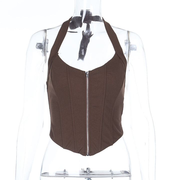 Damen figurbetontes Bustier-Oberteil mit Reißverschluss und verstärktem Schnitt Drune