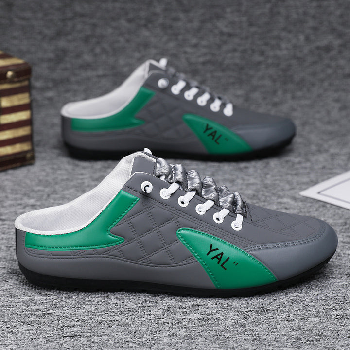 Herren Slipper-Sneaker im Mule-Design mit dekorativer Schnürung und gesteppter Kunstleder-Optik Drune