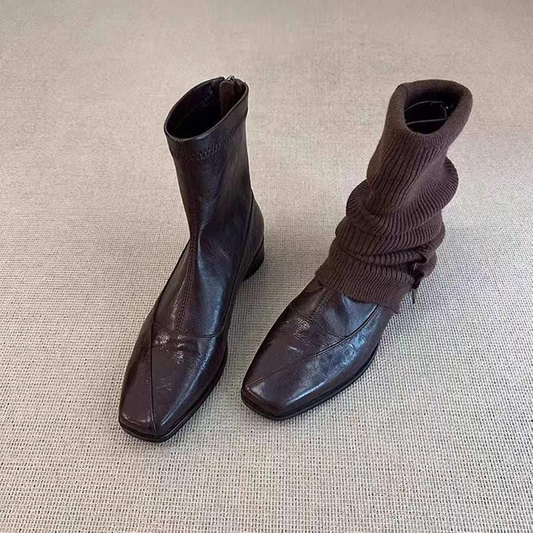 Damen Modische und bequeme Stiefeletten mit gestricktem Obermaterial Drune