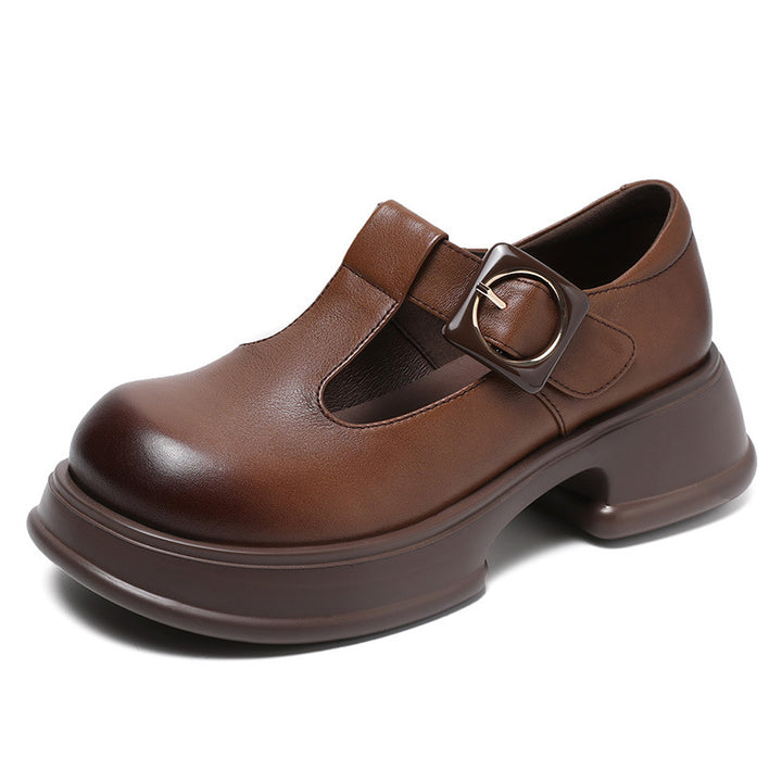 Damen Stylische Blockabsatz Mary Jane Schuhe Drune