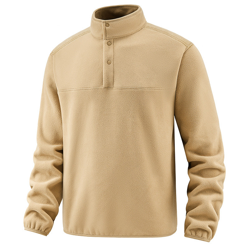 Herren Fleece-Pullover mit Stehkragen und Druckknopf-Leiste für wärmende Zwischenschicht Drune