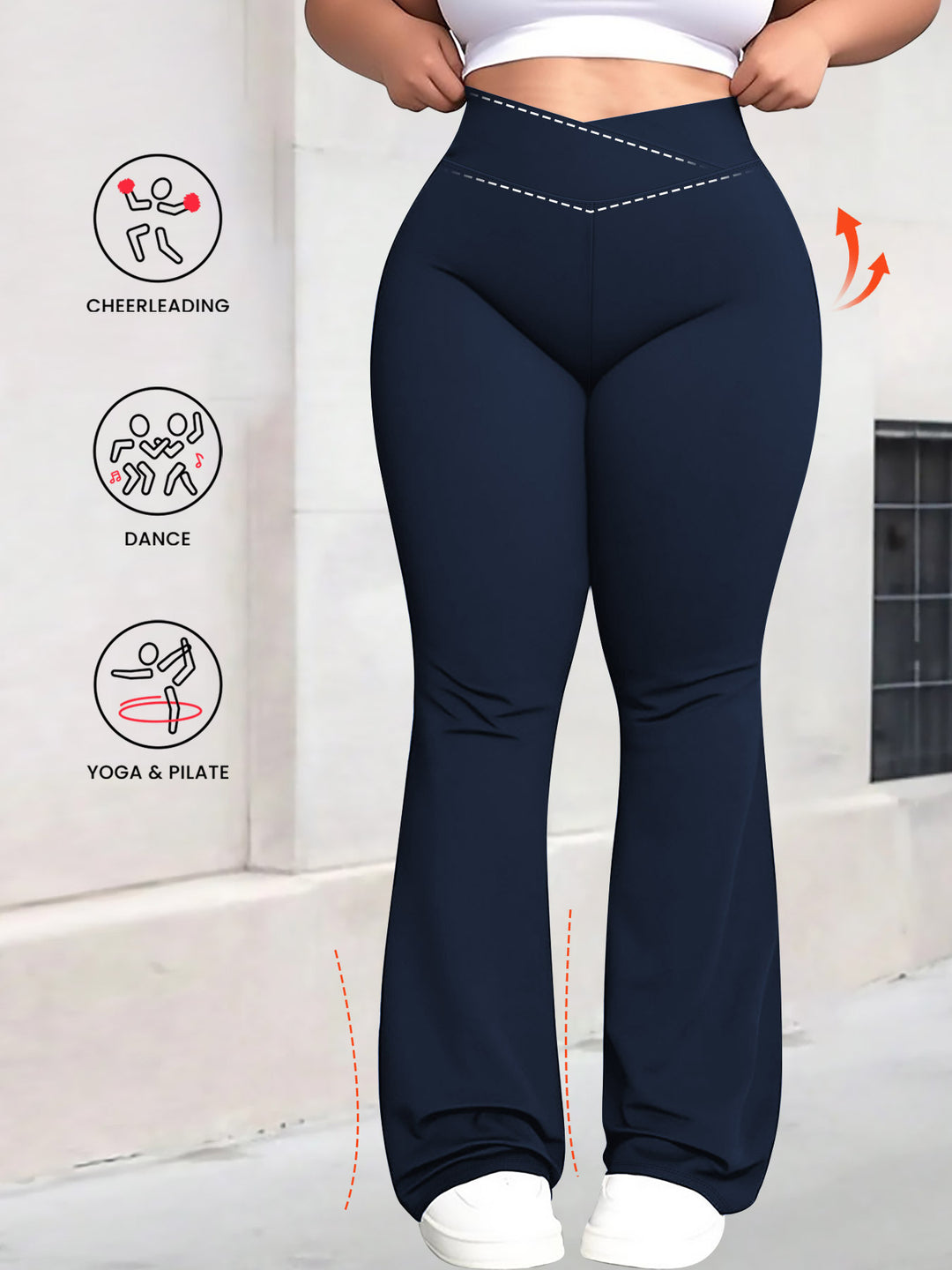 Damen taillenhohe Shaping Bootcut-Leggings mit Bauchkontrolle und 4-Wege-Stretch Drune