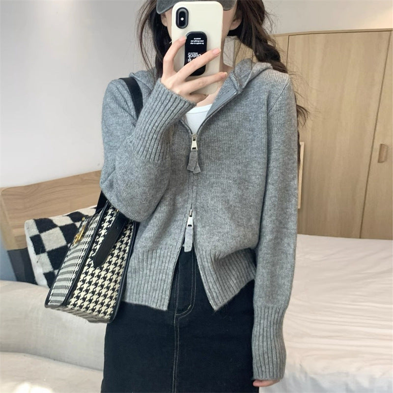 Damen Strickjacke mit hochwertigem Stoff und modischem Reißverschluss Drune