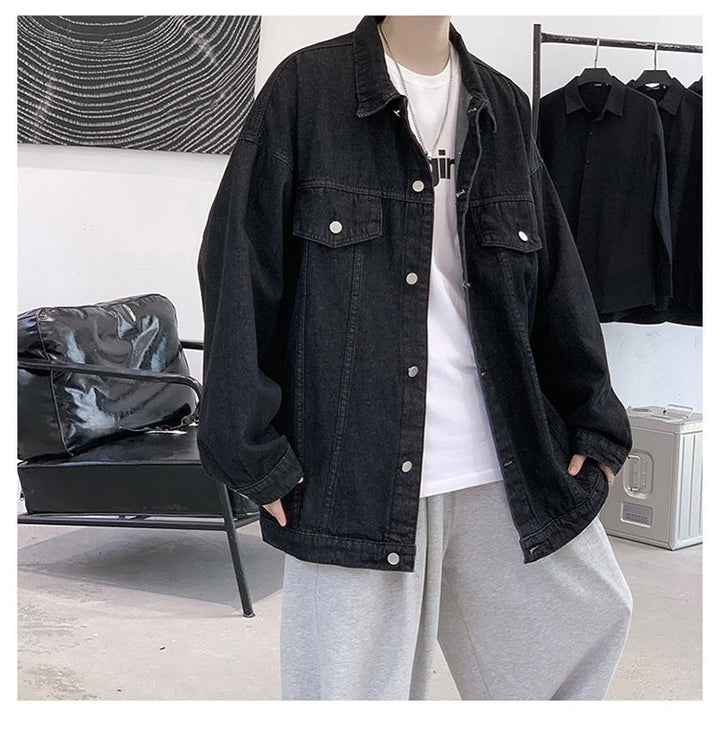 Herren Entspanntes Oversized Denim-Jacke Drune