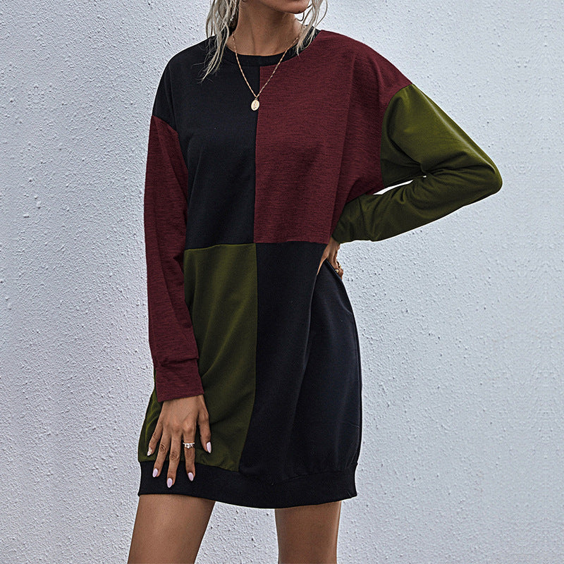 Damen Langarm-Sweatkleid mit Blockpaneelen und weitgeschnittener Passform Drune